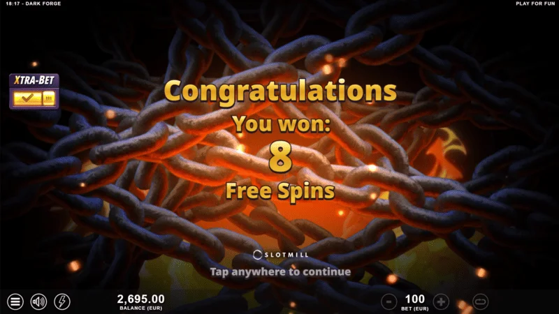 Dark Forge - Free Spins -tilan käynnistys kolmella scatter-merkillä